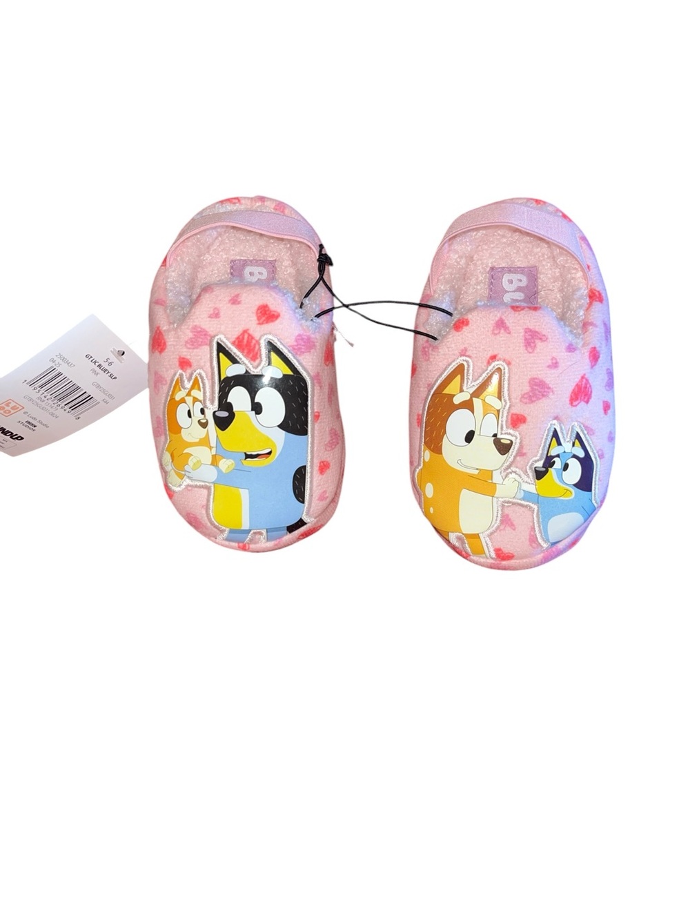 Bluey Pink Heart Kids Slippers size 5-6